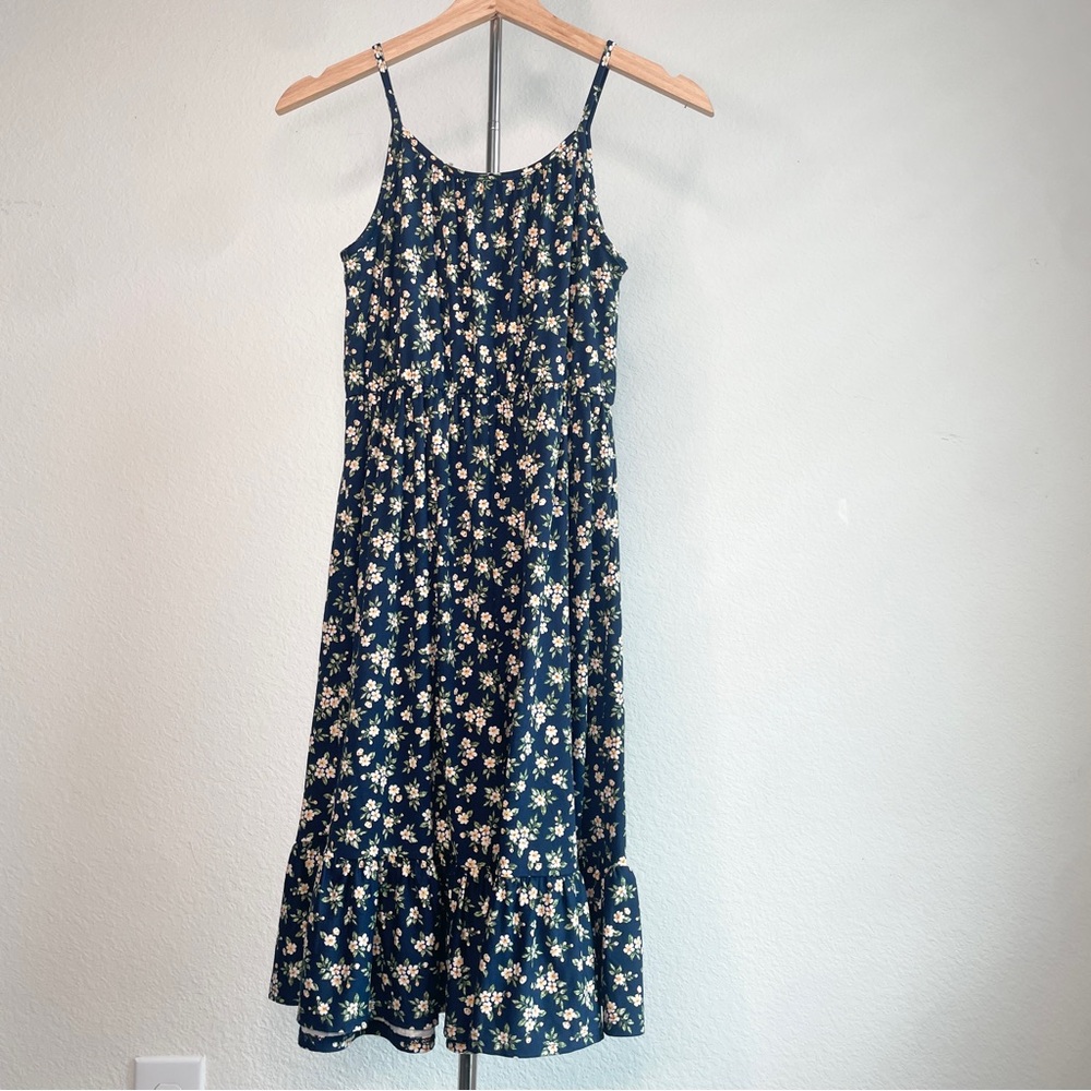 Chenault Girl Navy and Cream Floral Dress Top